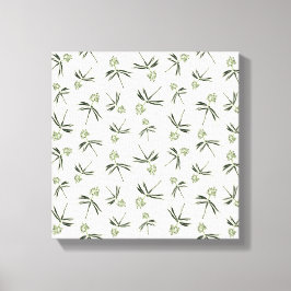 Lienzo Buceando ramas verdes en crema - patrón sin fisura