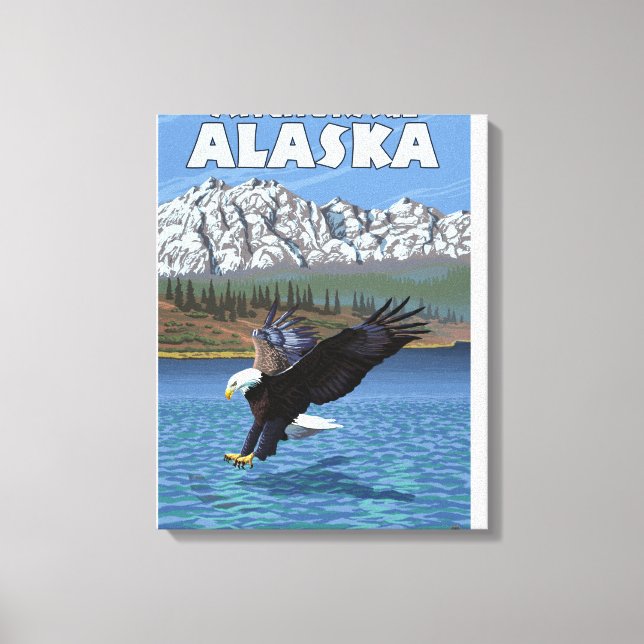 Lienzo Buceo con águila calva - Anchorage, Alaska (Anverso)