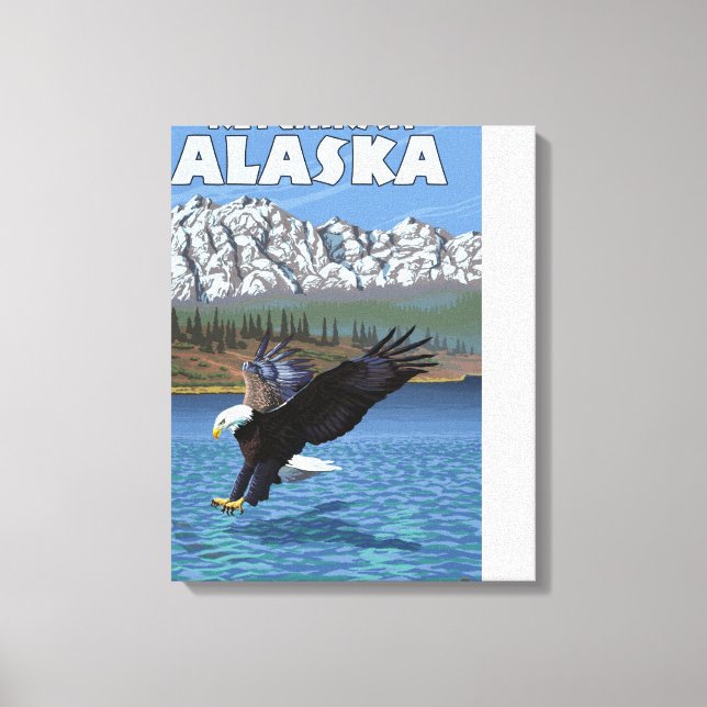 Lienzo Buceo con águila calva - Ketchikan, Alaska (Anverso)