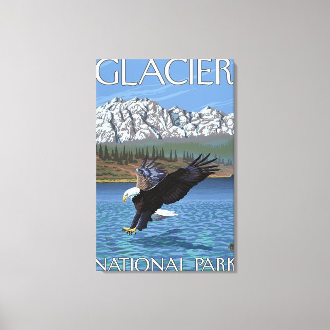 Lienzo Buceo con águila calva - Parque Nacional Glaciar,  (Anverso)