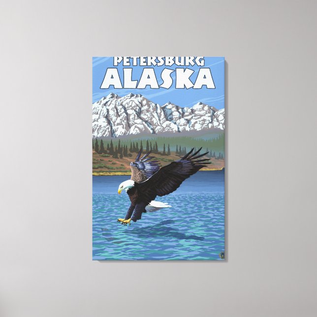 Lienzo Buceo con águila calva - Petersburgo, Alaska (Anverso)