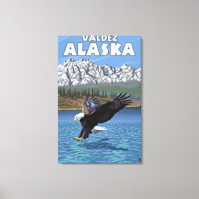Lienzo Buceo con águila calva - Valdez, Alaska (Anverso)
