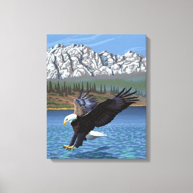 Lienzo Buceo con águila calva - Yellowstone occidental, M (Anverso)