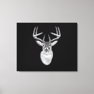 Lienzo Buck on Black design White Tail Deer
