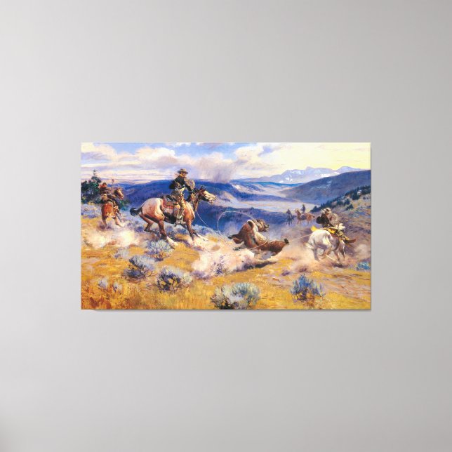 Lienzo Bucles de Charles M. Russell y caballos Swift (191 (Anverso)