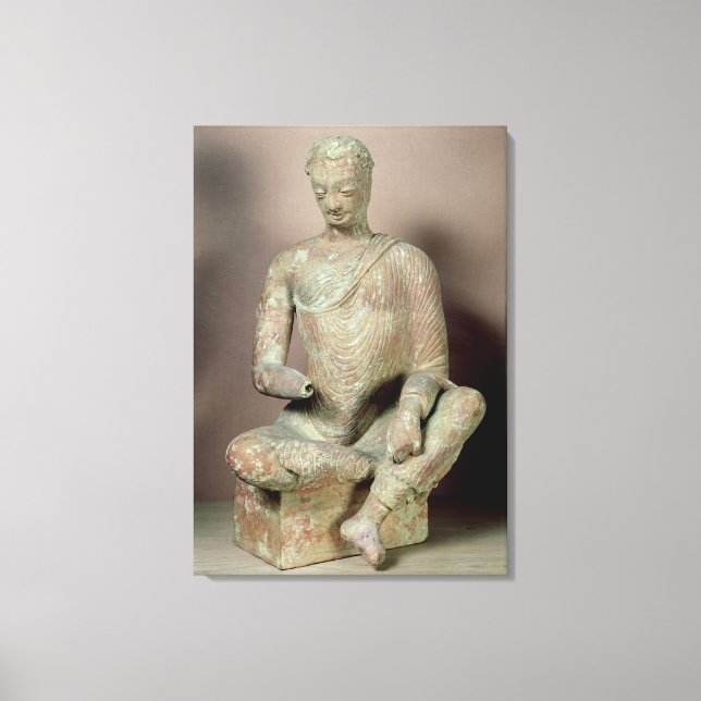 Lienzo Buda sentado en meditación, de Fondukistan (Anverso)