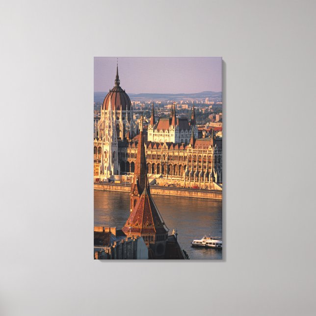 Lienzo Budapest, Hungría, río Danubio, Parlamento (Anverso)