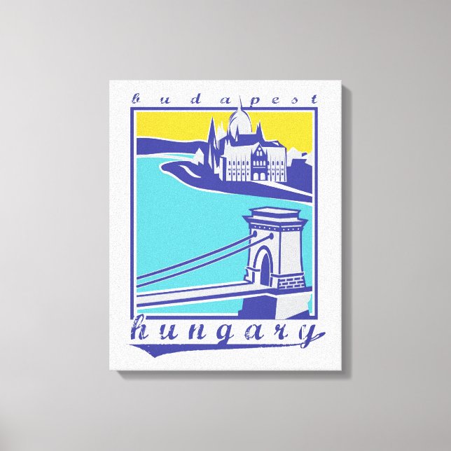 Lienzo Budapest, Puente de las Cadenas, Afiche de época,  (Anverso)