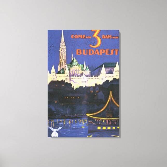 Lienzo Budapest Vintage Travel Poster (Anverso)