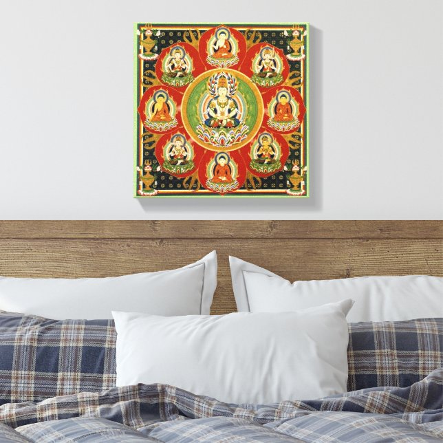 Lienzo Budismo tántrico tibetano vintage Buda Mandala (Insitu(Dormitorio))