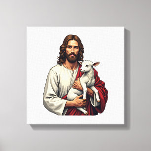 Lienzo Buen Pastor Jesús Camiseta de Grabado Vintage 2