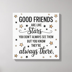 Lienzo Buenos amigos son como estrellas Frase Inspiradora
