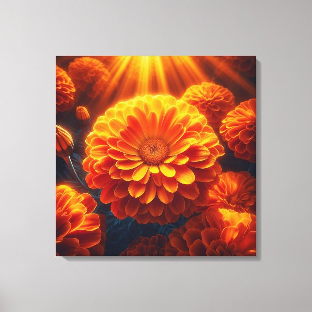 Lienzo Buenos días Marigolds: Naranjas florecen de maravi (Anverso)