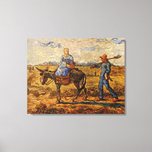 Lienzo Buenos días pareja campesina va a trabajar