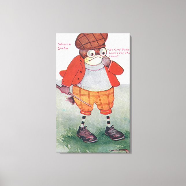 Lienzo Búho de golf Notando Silencio está de Oro (Anverso)