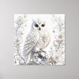 Lienzo Búho de Perla de Cristal Blanco