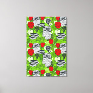 Lienzo Búho en rosas rojas