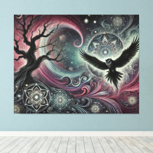 Lienzo Búho Místico Mandalas Cósmicos de la Noche Cielo G