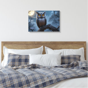 Lienzo Búho Real Majestuoso Bajo Luna Llena