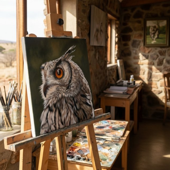 Lienzo Búho Sabio Pintura Grande (On Easel (size may vary))