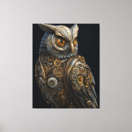Lienzo Búho Steampunk de Ojos Dorados