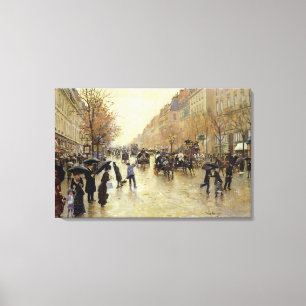 Lienzo Bulevar Poissonniere en la lluvia, c.1885