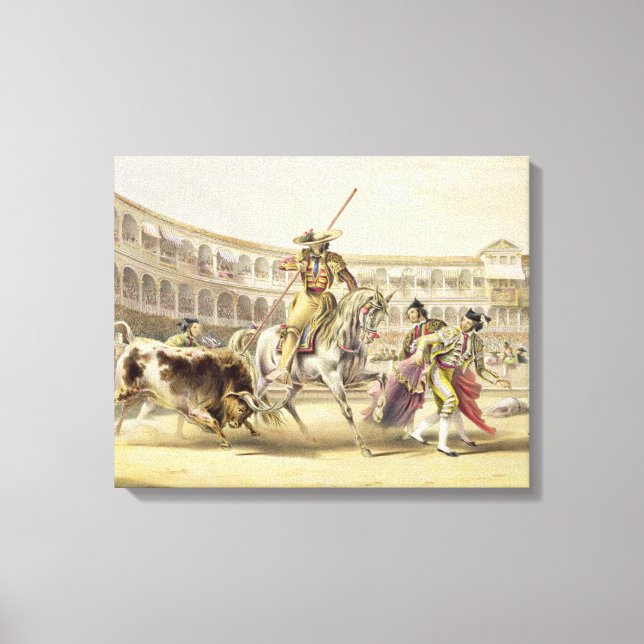 Lienzo Bull Charging a Picador, 1865 (color litho) (Anverso)