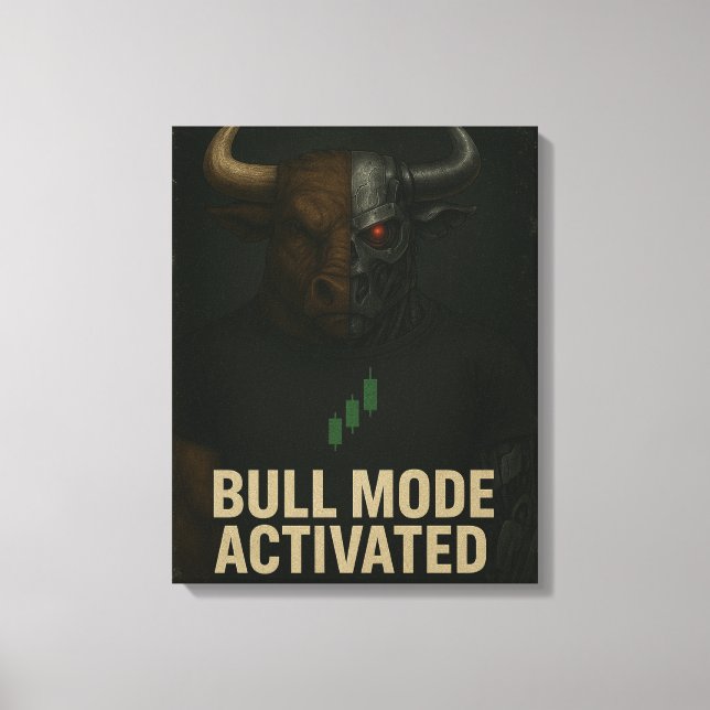 Lienzo Bull Mode Activated Poster — Cyber Bull Trader (Anverso)