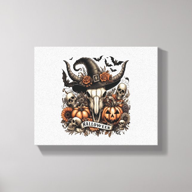 Lienzo Bull Skull Halloween Cow (Anverso)