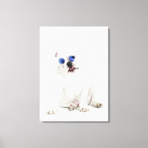 Lienzo Bulldog blanco con las sombras teñidas azul