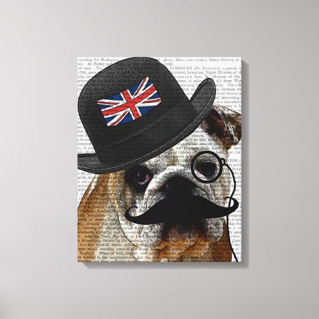 Lienzo Bulldog británico y Gorra Bowler (Anverso)
