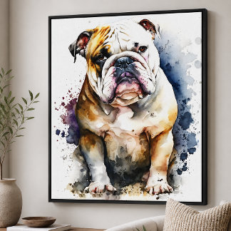 Lienzo Bulldog de Acuarela