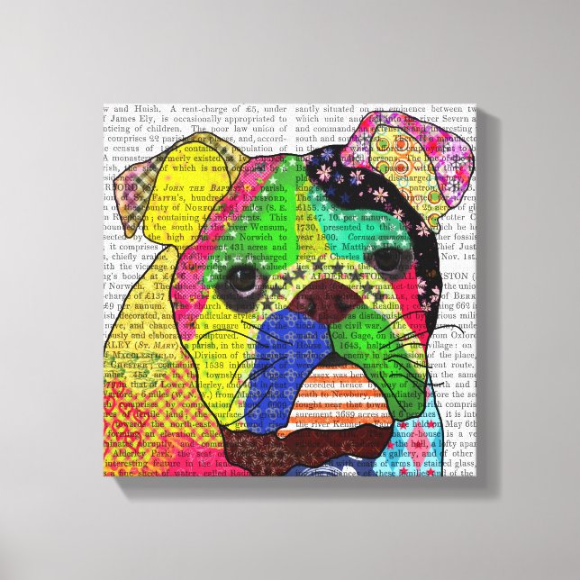 Lienzo Bulldog de trabajo en mosaico (Anverso)