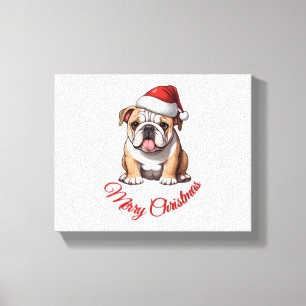 Lienzo Bulldog festivo Feliz Navidad Clásico camiseta