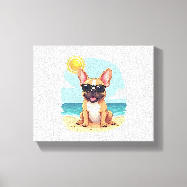 Lienzo Bulldog francés de vacaciones (Anverso)
