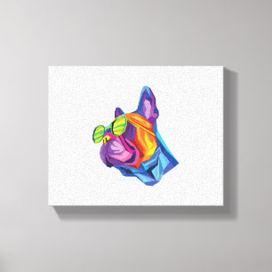 Lienzo Bulldog francés de verano de cachorro colorido