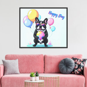 Lienzo Bulldog Francés Día Feliz Französische Bulldogge 