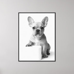 Lienzo Bulldog Francés Divertido Minimalista Guarda Papel