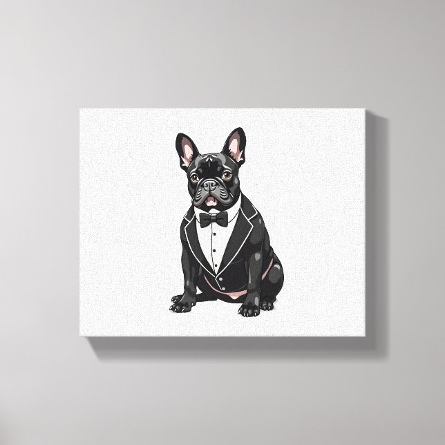 Lienzo Bulldog francés en Tuxedo (Anverso)