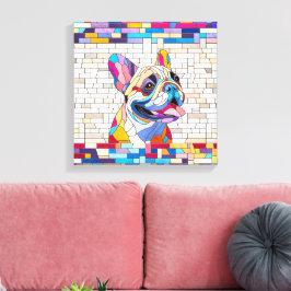 Lienzo Bulldog francés - Frenchie - mosaico colorido