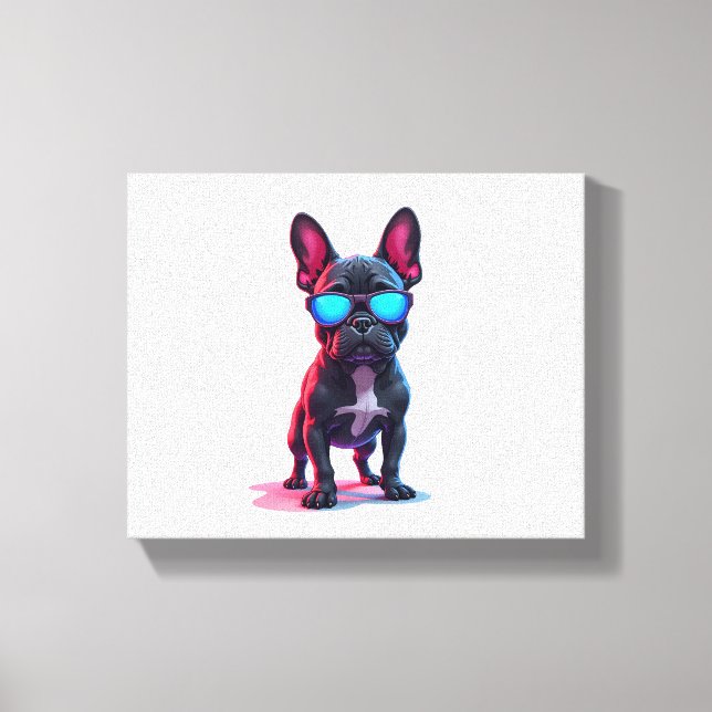 Lienzo Bulldog francés SciFi Con Gafas De Sol Guay (Anverso)