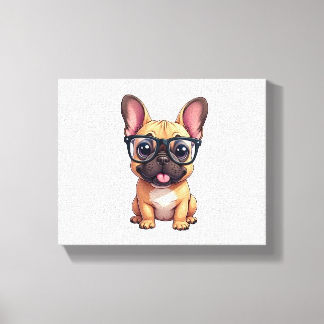 Lienzo Bulldog francés vistiendo gafas (Anverso)