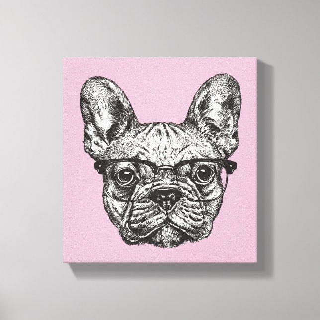 Lienzo Bulldog Hipster (Anverso)