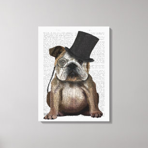 Lienzo Bulldog inglés, hebilla formal y Gorra