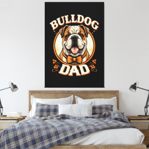 Lienzo Bulldog Papá – Día del Padre con Bulldog Vintage A