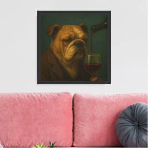 Lienzo Bulldog refinado en la mesa - Pintura clásica de a