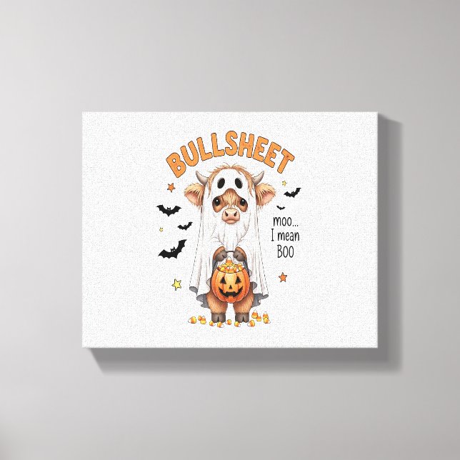 Lienzo Bullsheet Highland Cow Funny Ghost (Anverso)