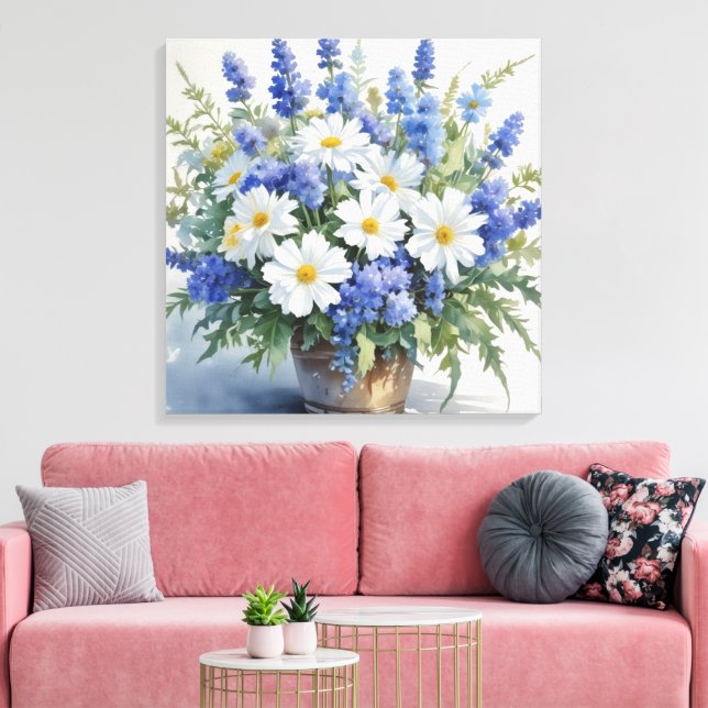 Lienzo Bunch of Flowers Elegant Watercolor (Insitu (Sala de estar))