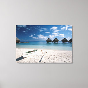 Lienzo Bungalows del motu Toopua de la playa
