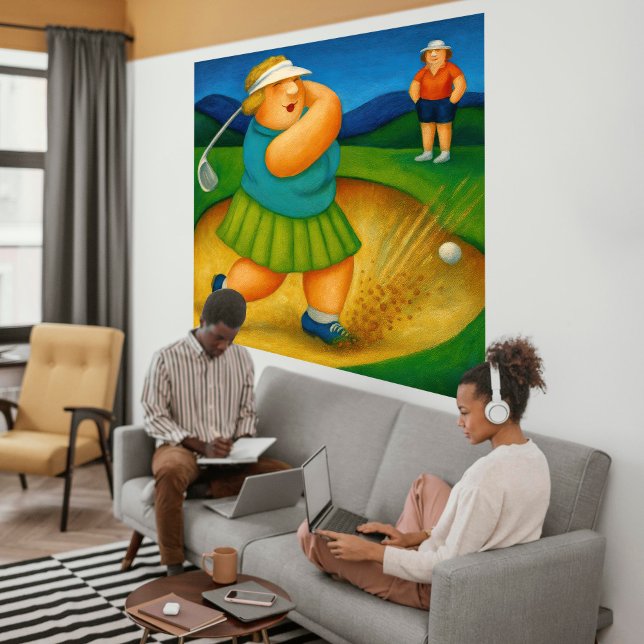 Lienzo Bunker Trouble- Large Wrapped Canvas Golf Print (Bunker Trouble canvas print)